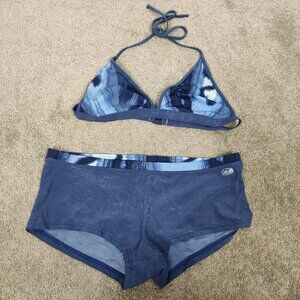 Ariella Women's Bikini Set in Blue Halter Top Cut Boxer Short Size 12 Summer